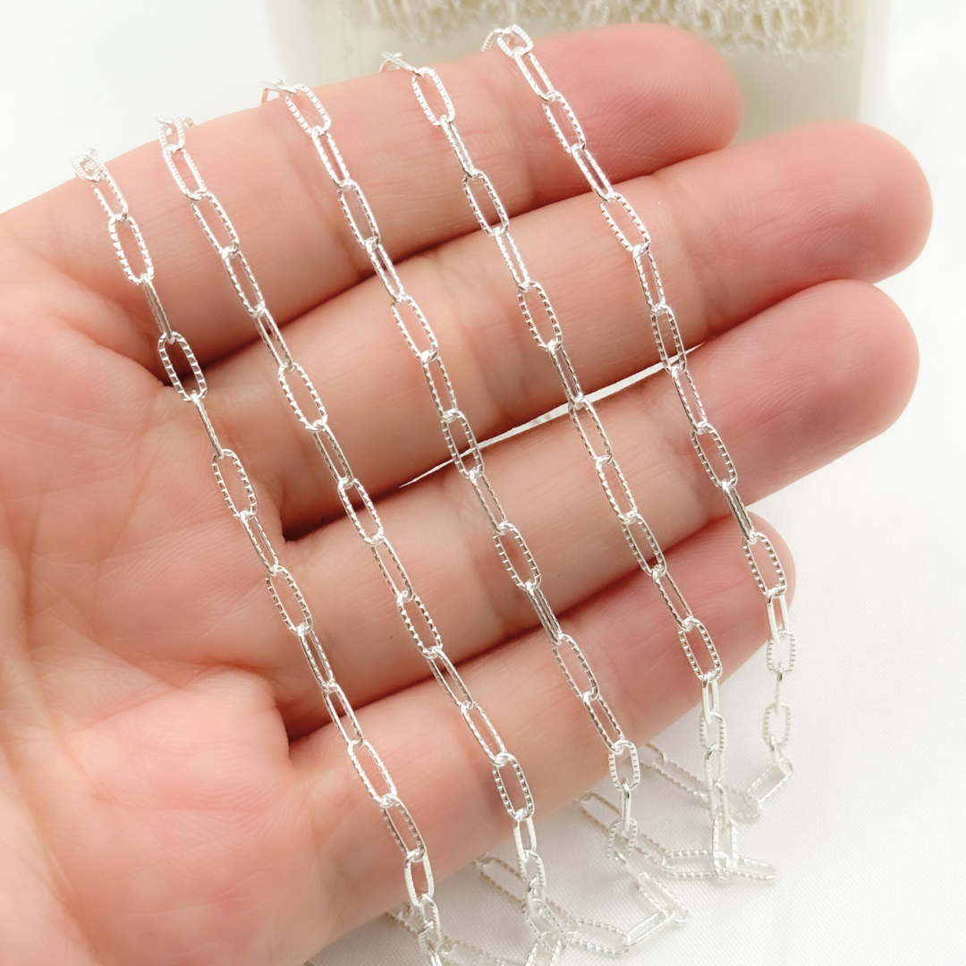 Jewels & Chains – wholesale Link & chain necklace – 2505LSS. Sterling Silver Hammered Paperclip Link Chain1