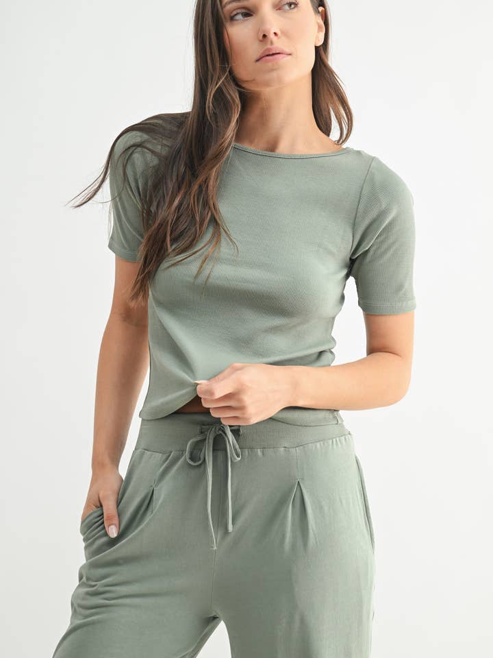 Mono B - Wholesale Top & Pant Set (NOT Loungewear) - Women's - Vintage Ease Pima Cotton Set4