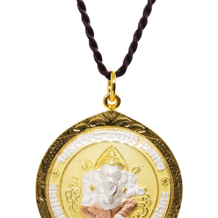 Ganesh — Om & Zodiaco Cinese — Collana con ciondolo dipinto a mano per la vendita all'ingrosso da parte di Artschatz LLC