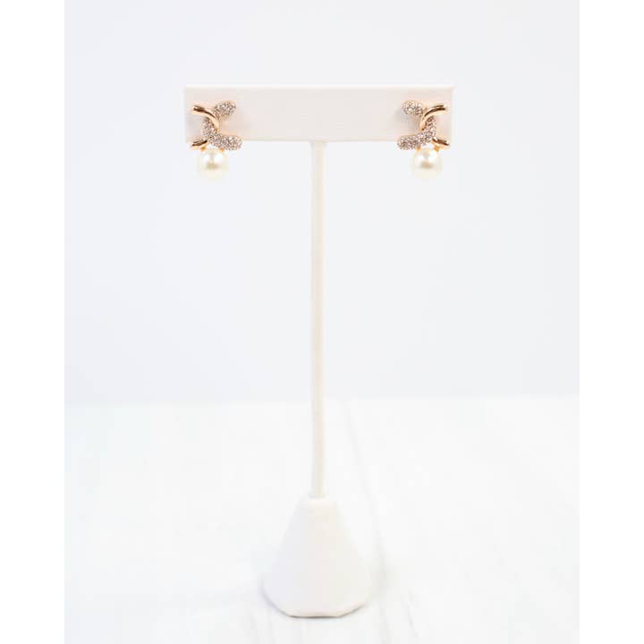 Caroline Hill - Wholesale Stud/Post Earrings - Inverness Intertwined Pearl Stud Gold1