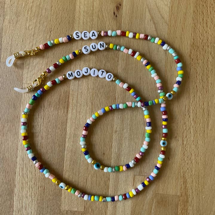 Boutique Bohème - Wholesale Sunglasses/Eyeglasses Strap - Women's - Nazar Boncuk Sunglasses Cord Chain, Colored Beads and Turkish Eye0