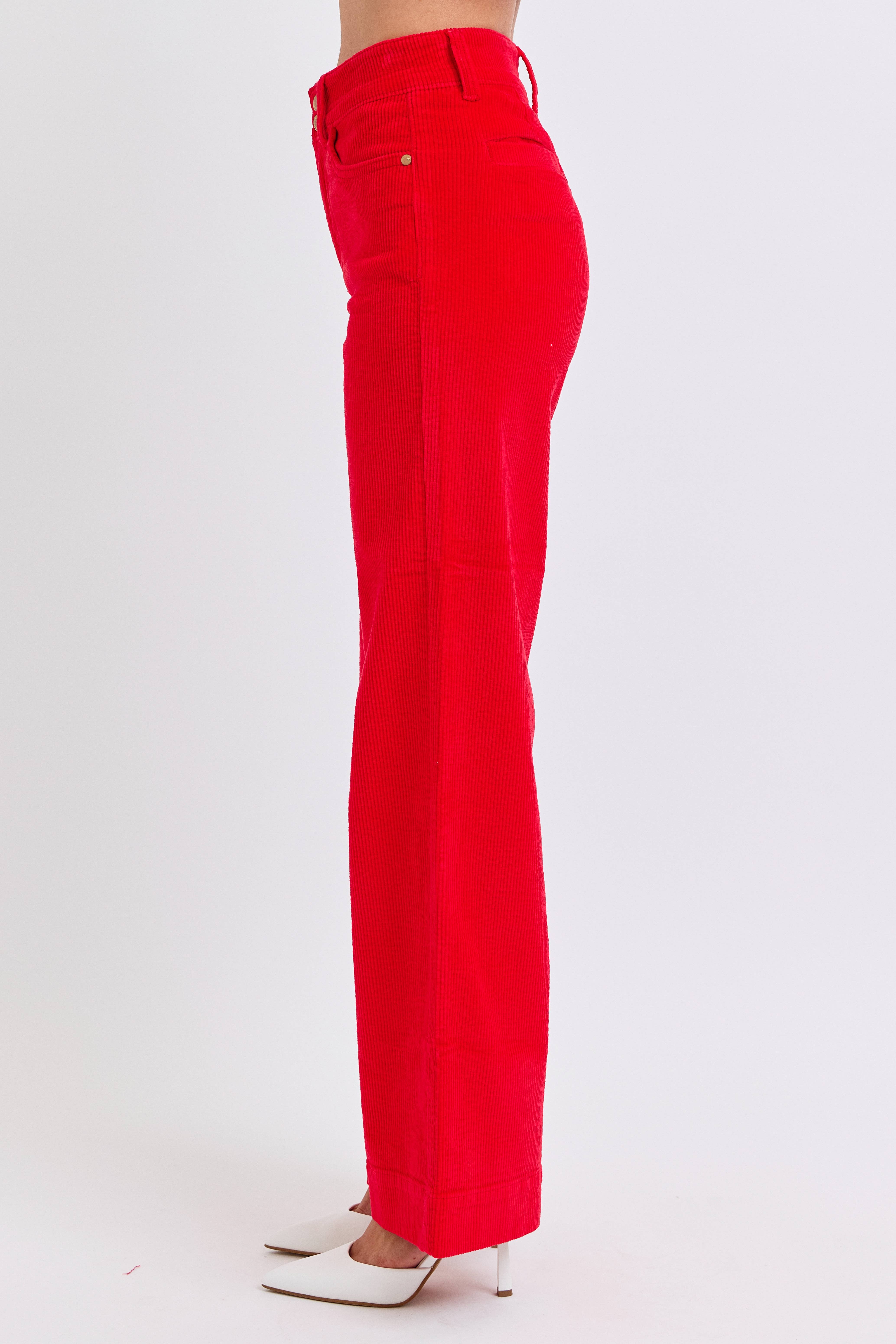 Rubis Pantalon en velours côtelé taille haute large en vente sur Faire4