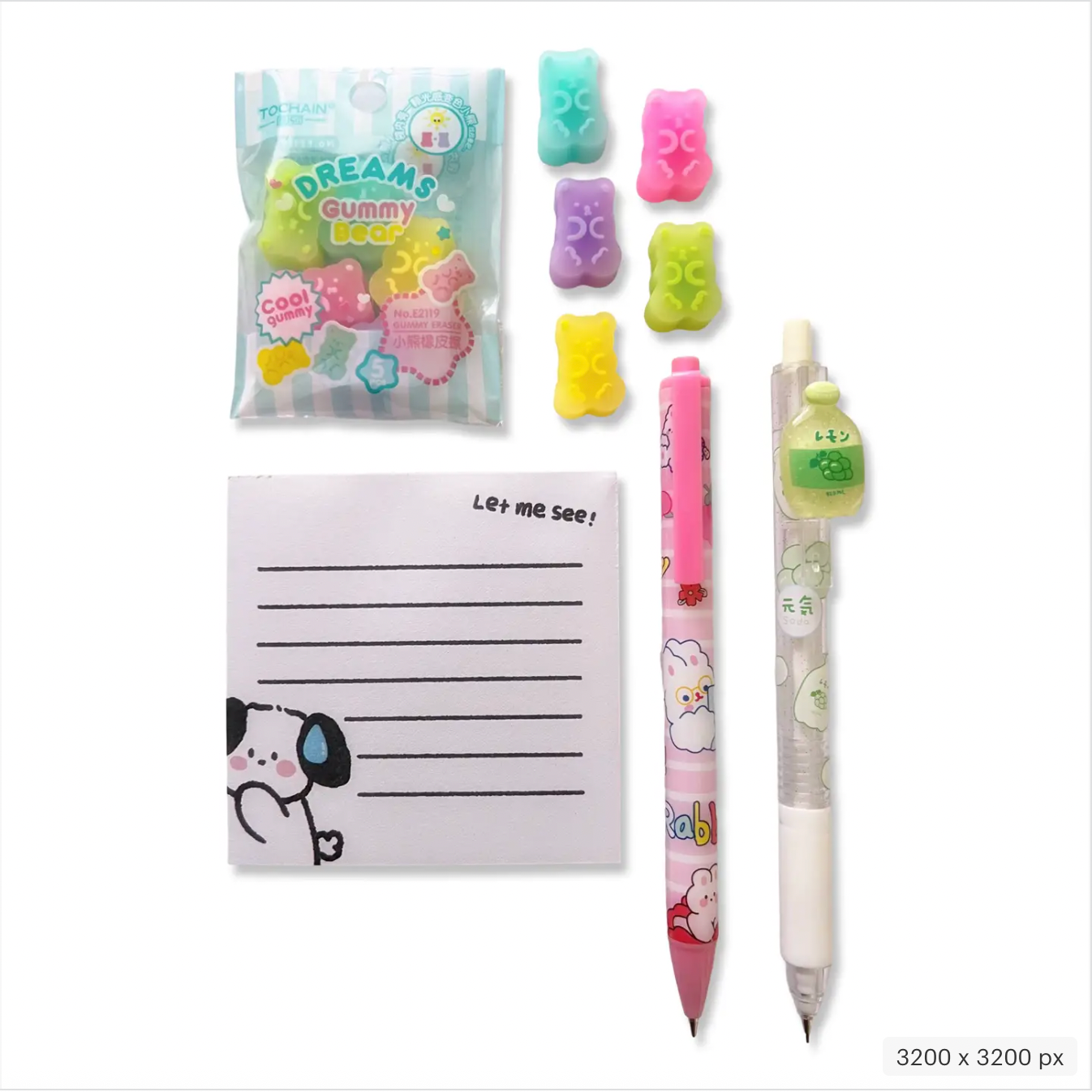 Pop Cutie Accessories & Gifts - Europe - Wholesale School Supplies - Kids - Pop Cutie Kawaii Dog Stationery Gift Set - Memo Pen Eraser6