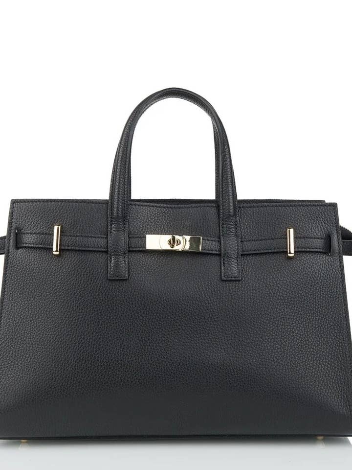 Lexi Black Leather Hand Bag for wholesale by momo bags