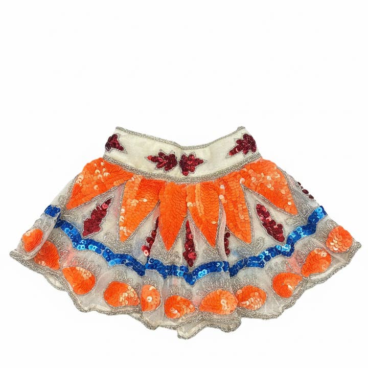 Col en bijou Zardozi Beige, Orange et Bleu pour la vente par ACUS