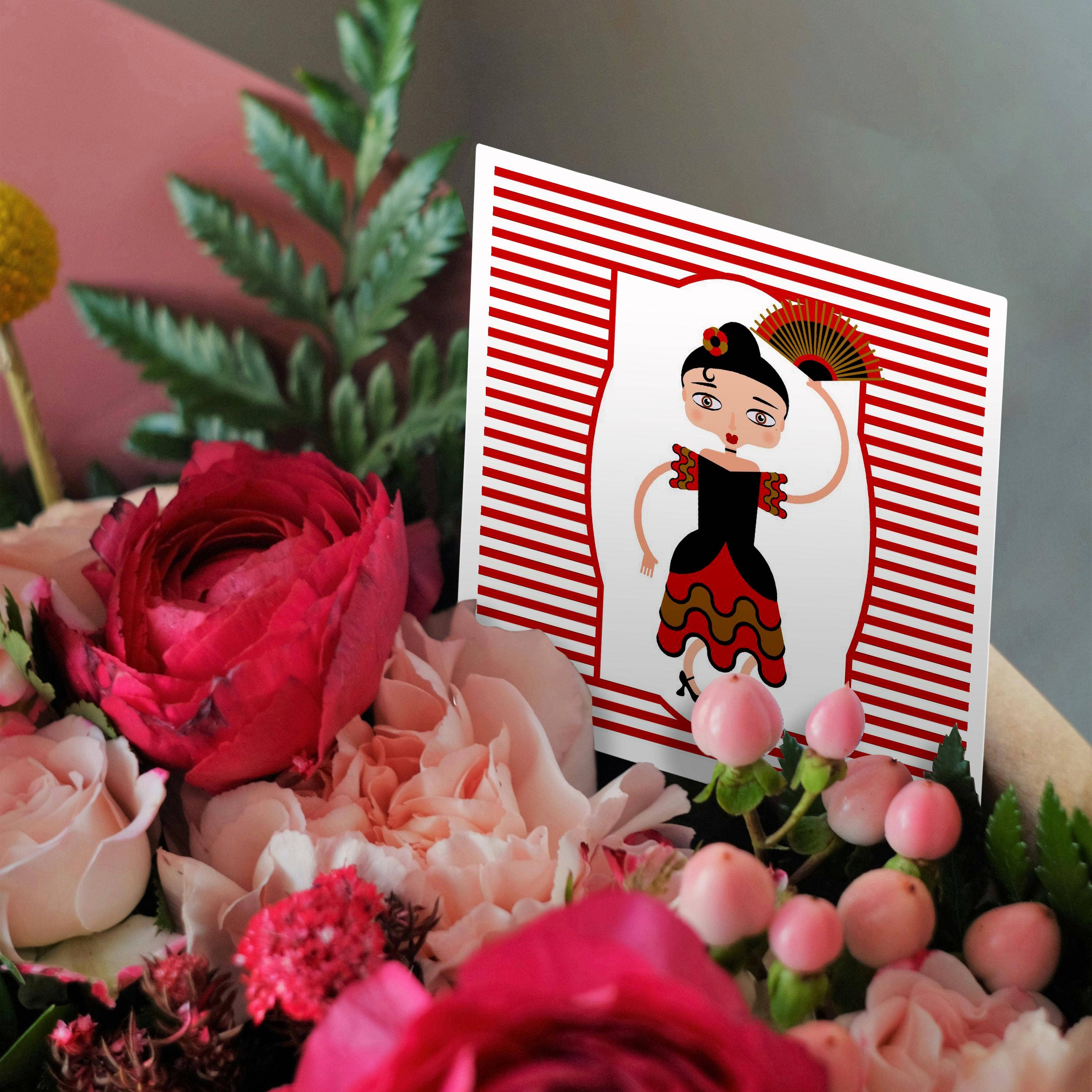 3dRose - Wholesale Everyday Greeting Card - 3dRose, Spain is represented by a flamenco dancer,flamenco is spanish popular folk music, Greeting Card2