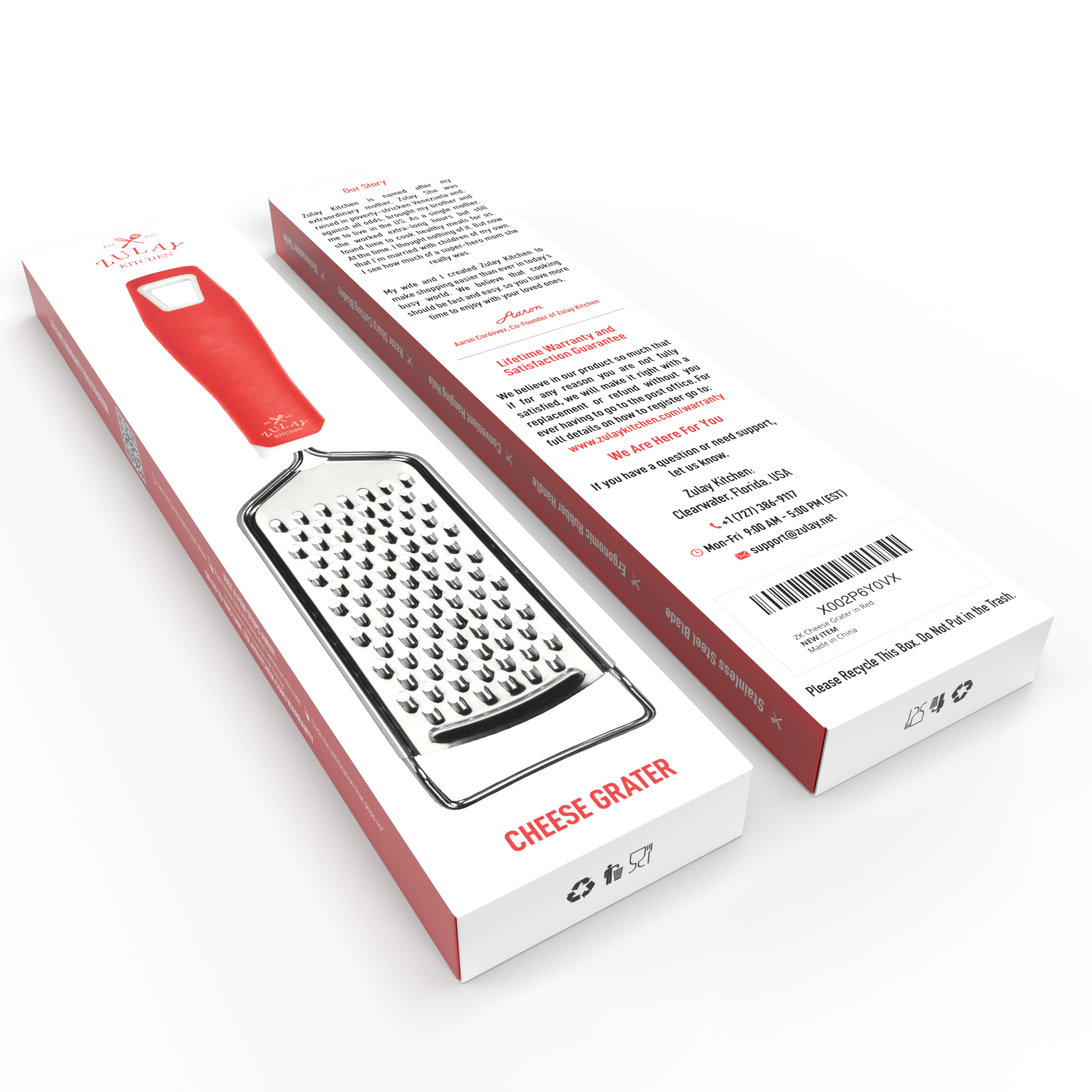 Zulay Kitchen - Wholesale Grater - Stainless Steel Flat Handheld Cheese Grater8