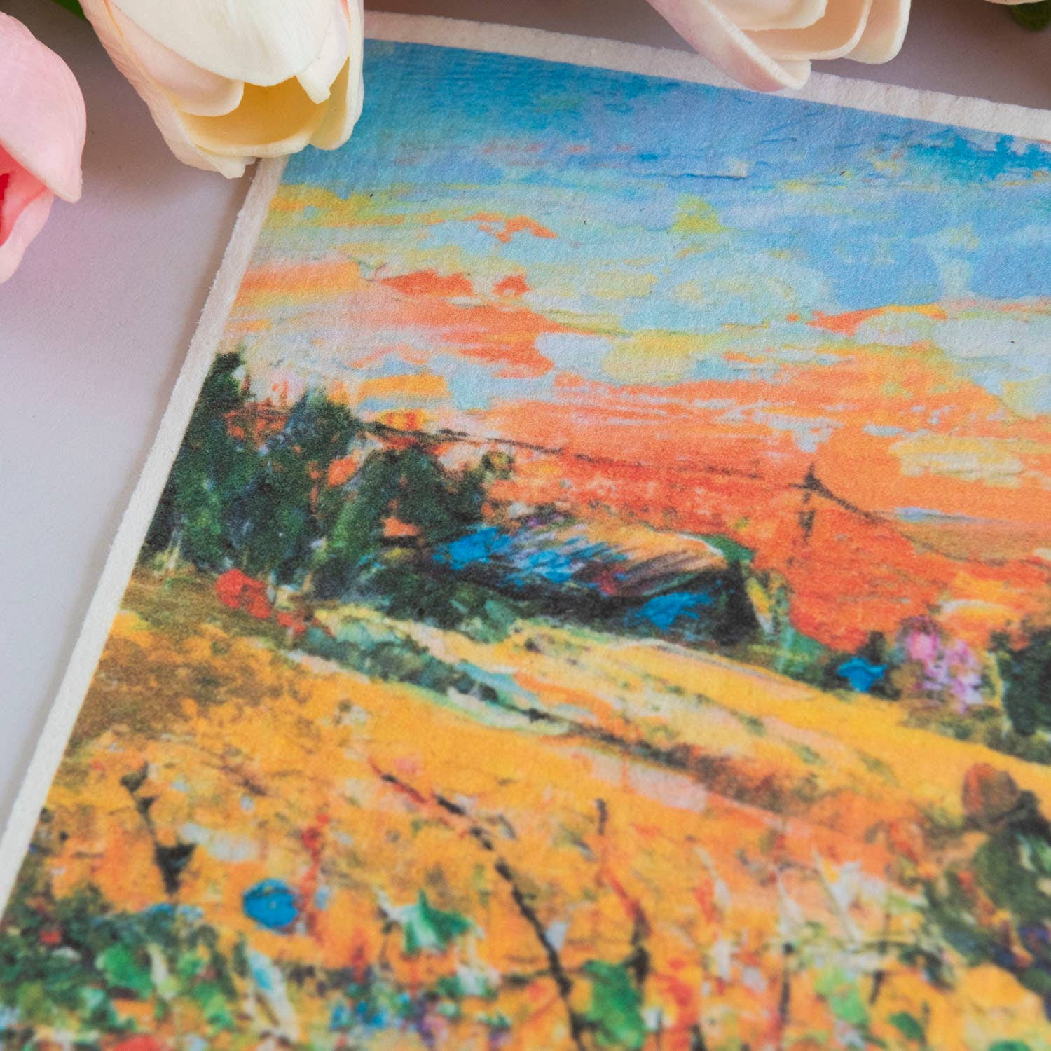 Alla Dickson Art - Wholesale Theedoek/vaatdoek - Zonnebloemveld Kunst Vaatdoek Bloemenweide Veldkunst1