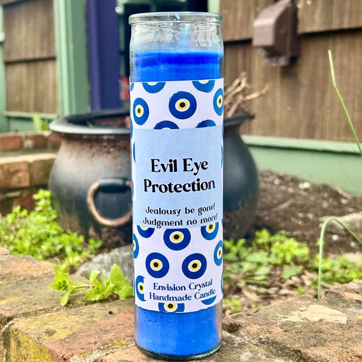 Envision Crystal - Wholesale Jar/Filled Candle - Evil Eye Protection 7-Day Candle - Scented and Blessed