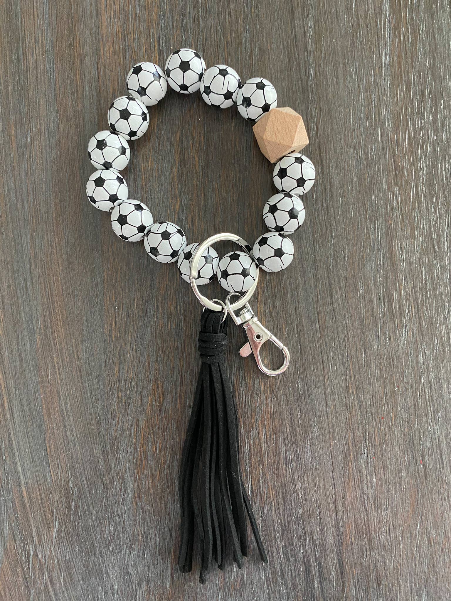 JILLIAN INK LLC - Wholesale Keychain Bracelet - Sports Keychain with Wooden Beads 4