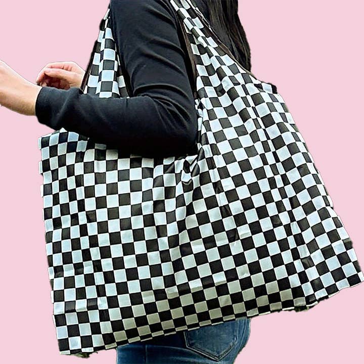 Checkered Print Large Capacity Canvas Shoulder Bag for wholesale by APHISON