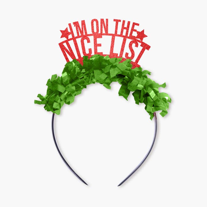 Jeg er på Nice List Christmas Holiday Party Pandebånd Crown for engroshandel hos Festive Gal