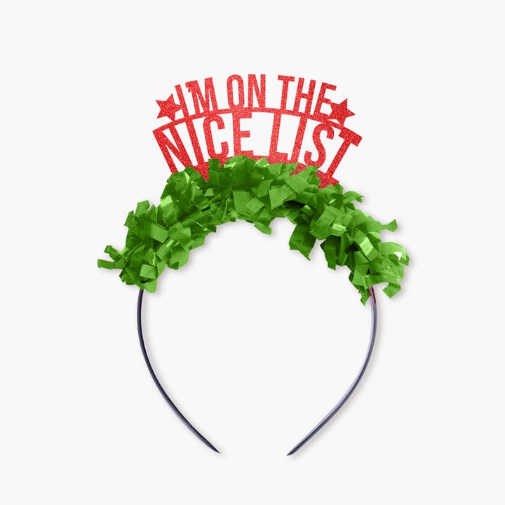 Festive Gal - Wholesale Party Hat/Crown - I'm on the Nice List Christmas Holiday Party Headband Crown