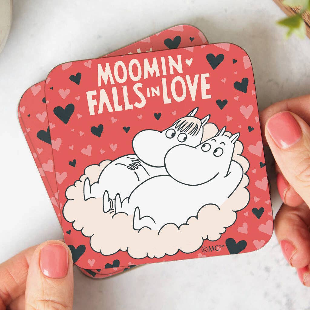 Moomin US Official - Wholesale Coasters - Moomin Falls In Love Snorkmaiden & Moomintroll Wooden Single Coaster3