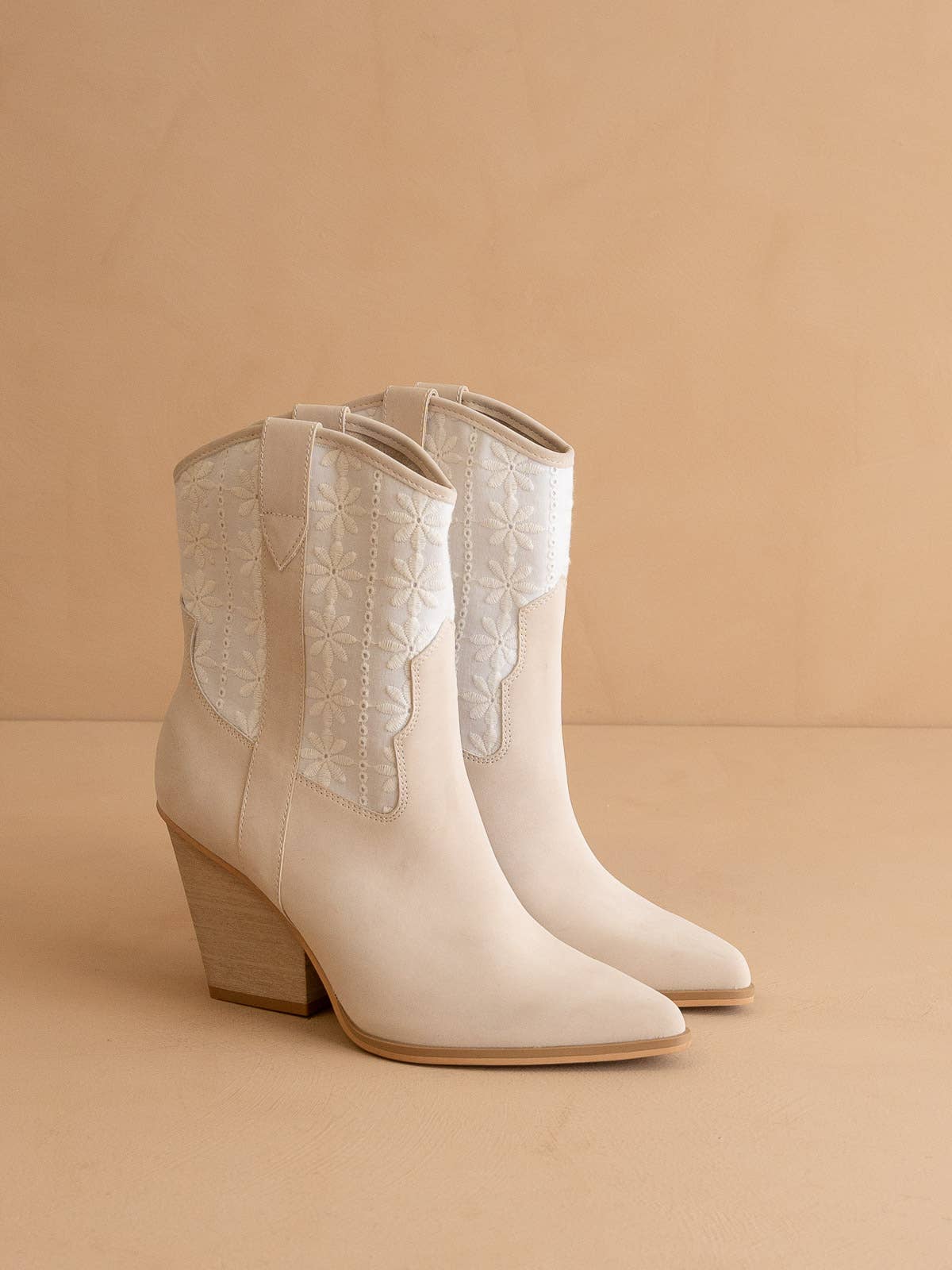 The Sutton Beige | Floral Embroidered Cowboy Western Boot for wholesale on Faire1