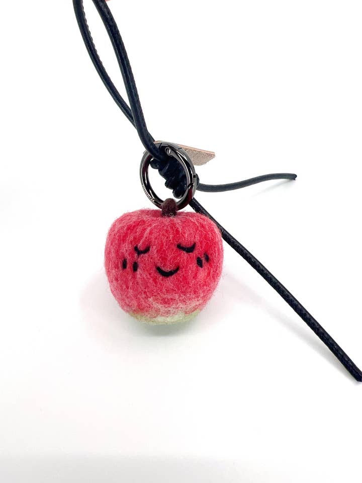 Pippa the Apple | Needle-Felted Wool Bag & Keychain Charm for wholesale by Woobbi