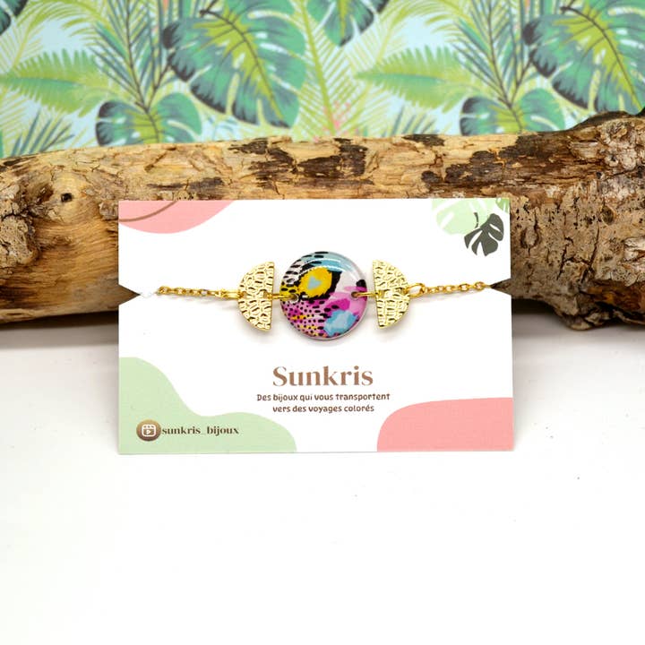 SUNKRIS - Wholesale Charm/Dangle Bracelet - Colorful handcrafted bracelet in resin and gold stainless steel5