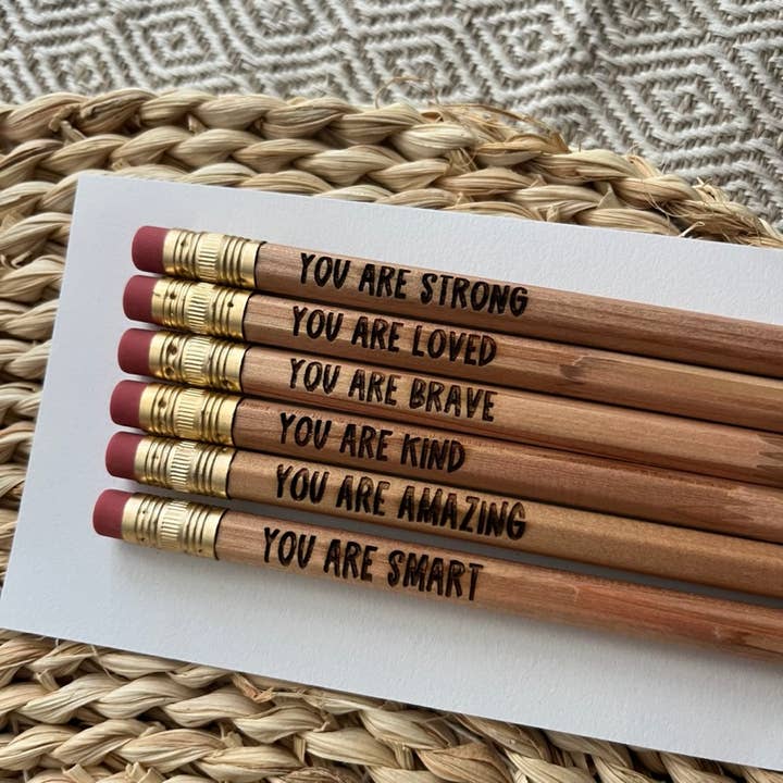 Handmade by Hammero - Wholesale Pencil - Positive Affirmations Pencils, Engraved Pencils Pack13