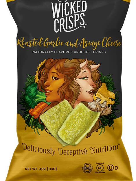 Roasted Garlic & Asiago Cheese Broccoli for wholesale by Wicked Crisps
