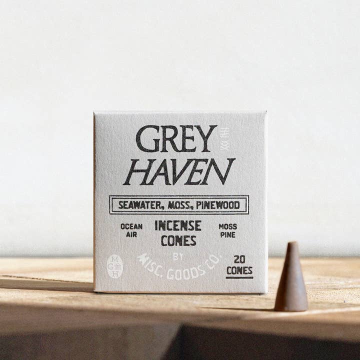 Misc Goods Co. - Wholesale Incense - Greyhaven Incense Cones – Salt Air, Moss & Pine | Clean Burning, 20-Pack