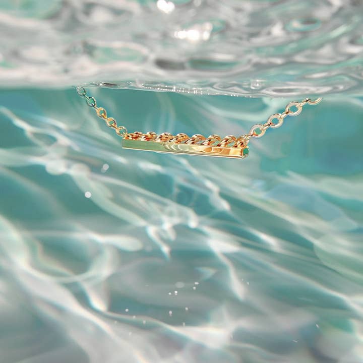 LITTLE JEWELLERY STORIES - Vente Colliers à pendentif - Collier WAVE | bijoux en acier inoxydable doré et argenté1