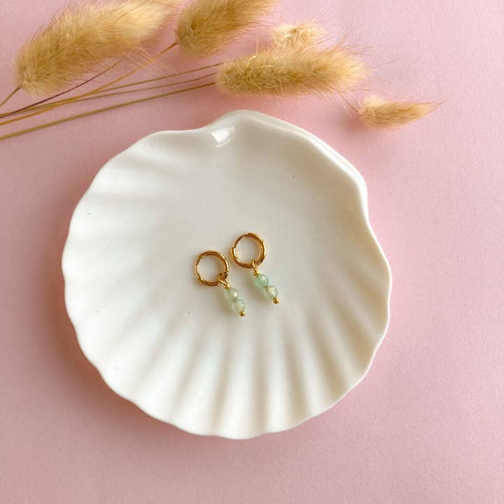 Tiny aventurine gold earrings for wholesale by Mystic Jewelry