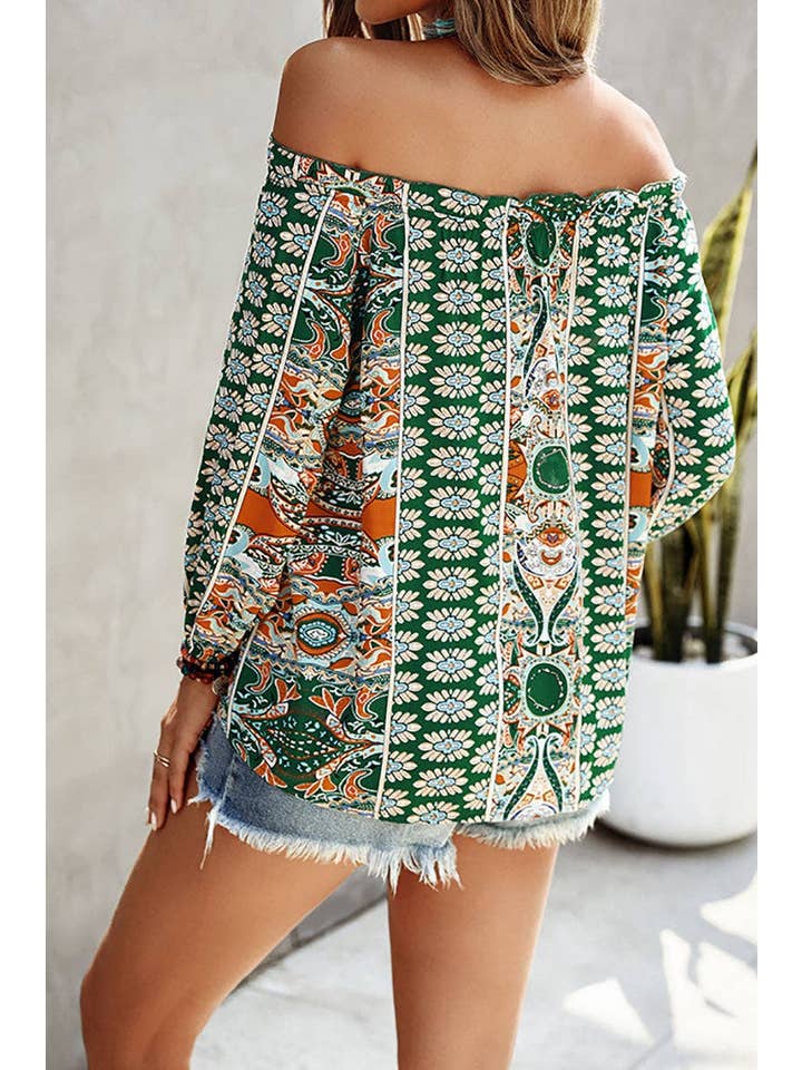 Elings - Wholesale Blouse - Women's - Feminine Graphic Off Shoulder Top11