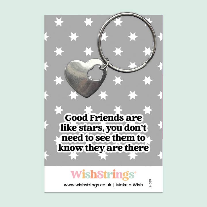 WishStrings - Wholesale Keychain – Women's - FRIENDS ARE LIKE STARS - Heart Keyring - J089-KR