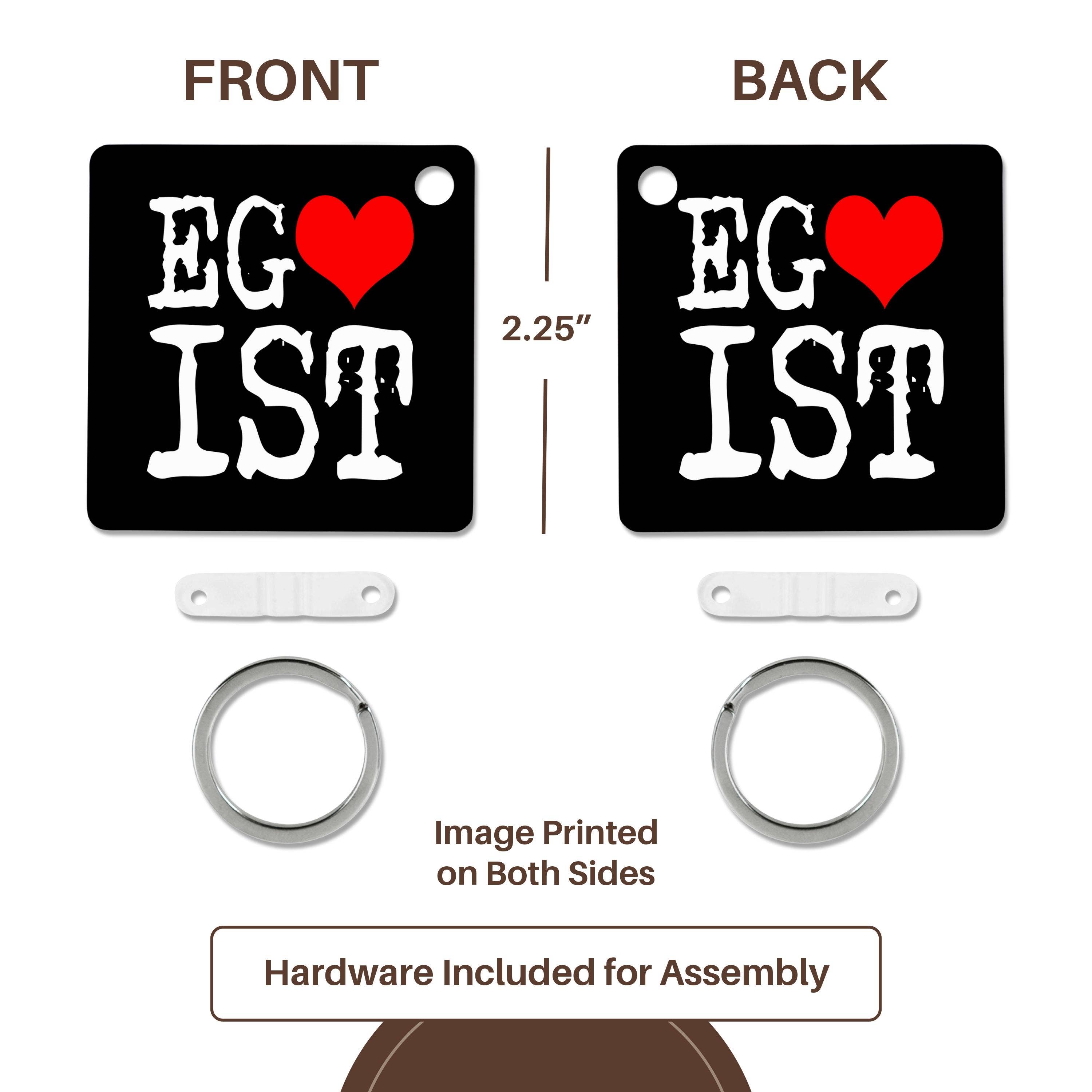 3dRose – wholesale Keychain – Unisex – 3dRose, White Egoist text and a red heart, black background, Key Chain4