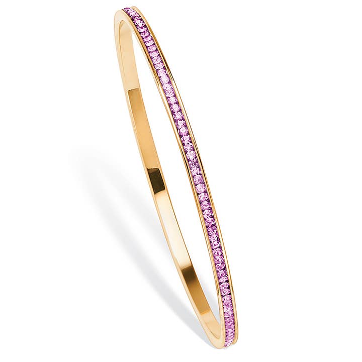 Simulated Birthstone Eternity Bangle in Yellow Goldtone for wholesale by PalmBeach Jewelry