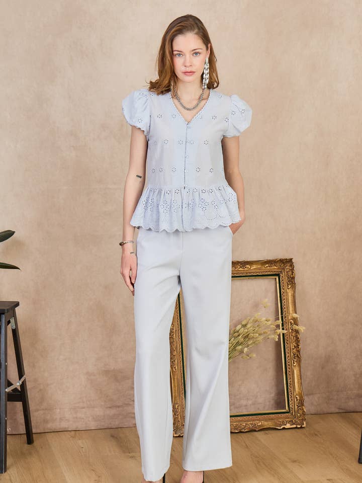 LULUMARY - Wholesale Button Down Shirt - Women's - Embroidered shirt CH36413