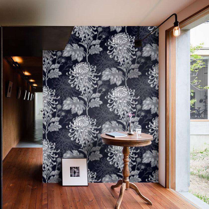 Wallpapers4Beginners - Wholesale Wallpaper - Carta da parati con fiori giapponesi blu0