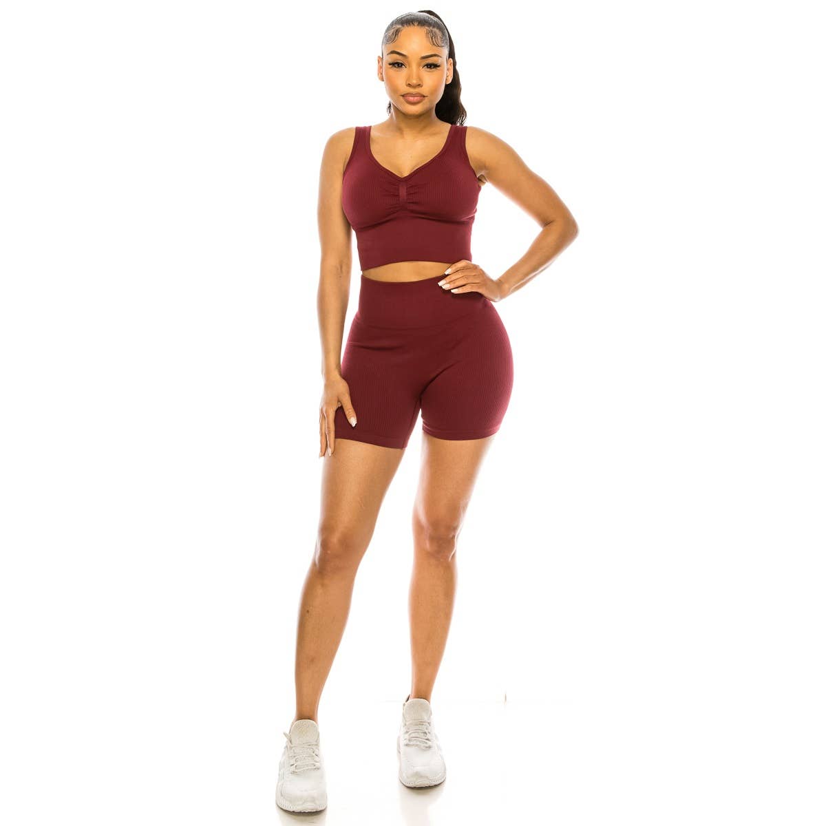 Lime All the Time - Wholesale Activewear Set - Women's - 2 Pcs Set Ribbed Muscle Tank Bra and Highwaist Short9