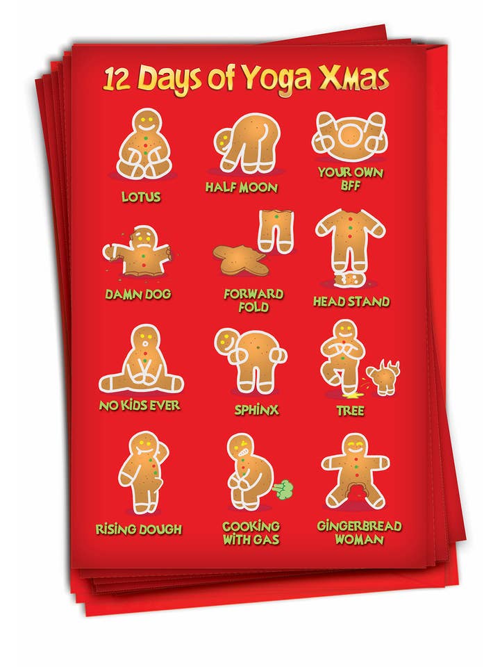 Kartong med 12 julkort - Yoga Xmas för wholesale av NobleWorks