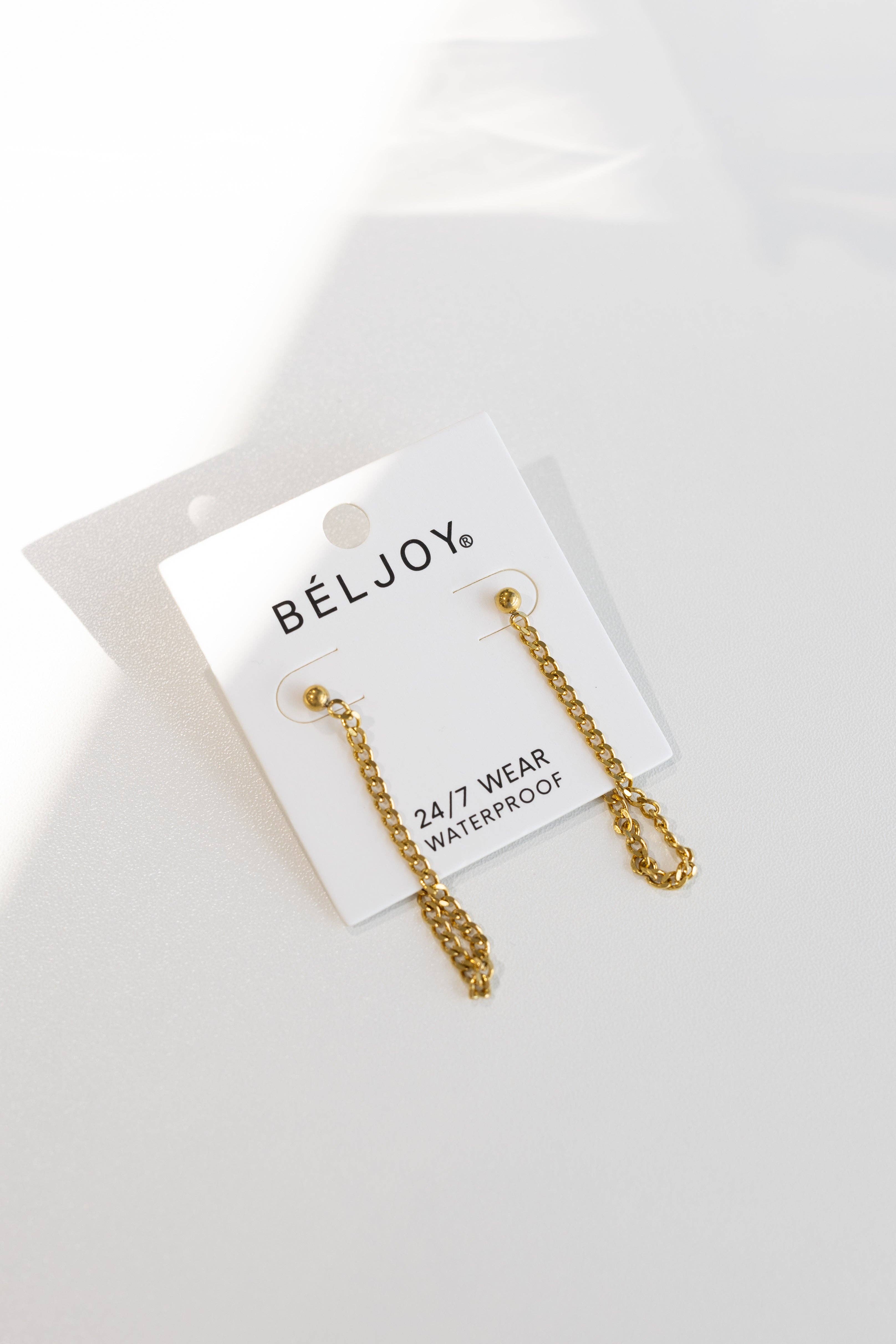 BELJOY – Großhandel Ohrhänger – Ezio Gold Stud Kettenohrringe mit Anhänger