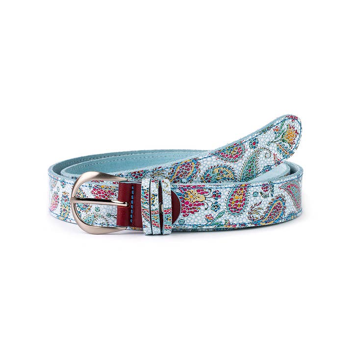 VALTICO - Wholesale Belt - Women's - Colourful leather tapestry belt with floral print.1