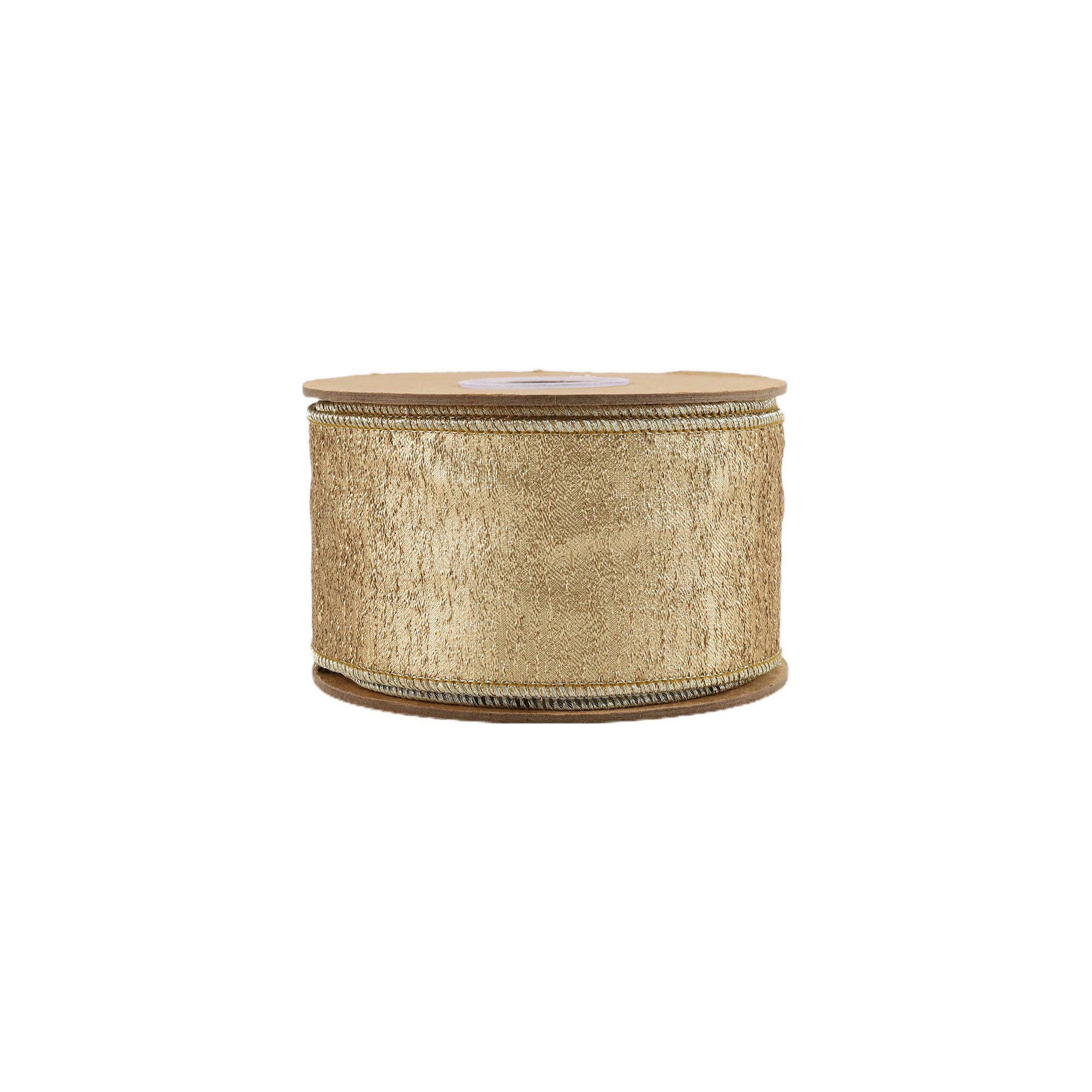 LA Ribbons Wholesale – Engroshandel Bånd – 2 1/2" Trådbånd | Tekstureret Guldmetallic Vævryg | 5 Yard Rulle3