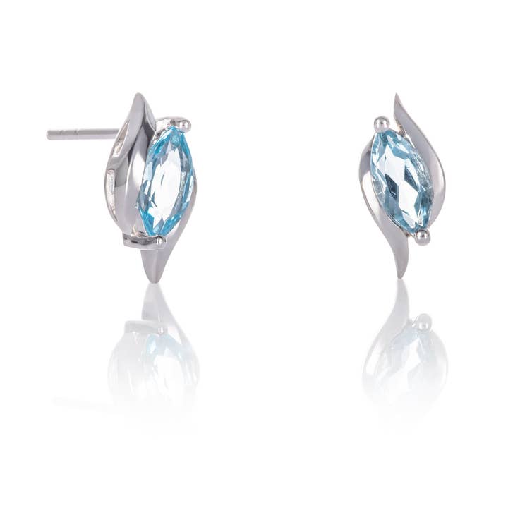 925 Sterling Silver Blue Topaz Marquise Stud Earrings for wholesale by Namana
