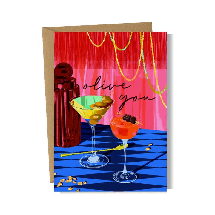 Valentine's Card - Olive You for wholesale by Emily Palmer Illustration