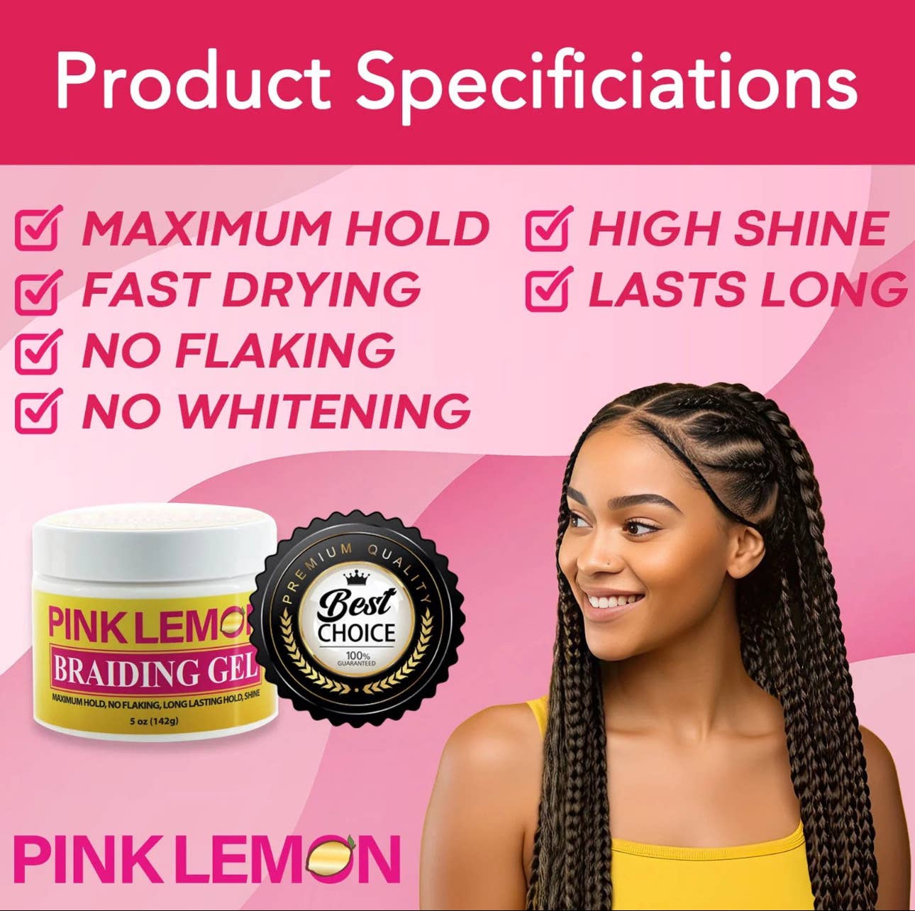 GIFTHAIRS BEAUTY STORE - Wholesale Hair Styling Gel/Mousse - PINK LEMON BRAIDING GEL3