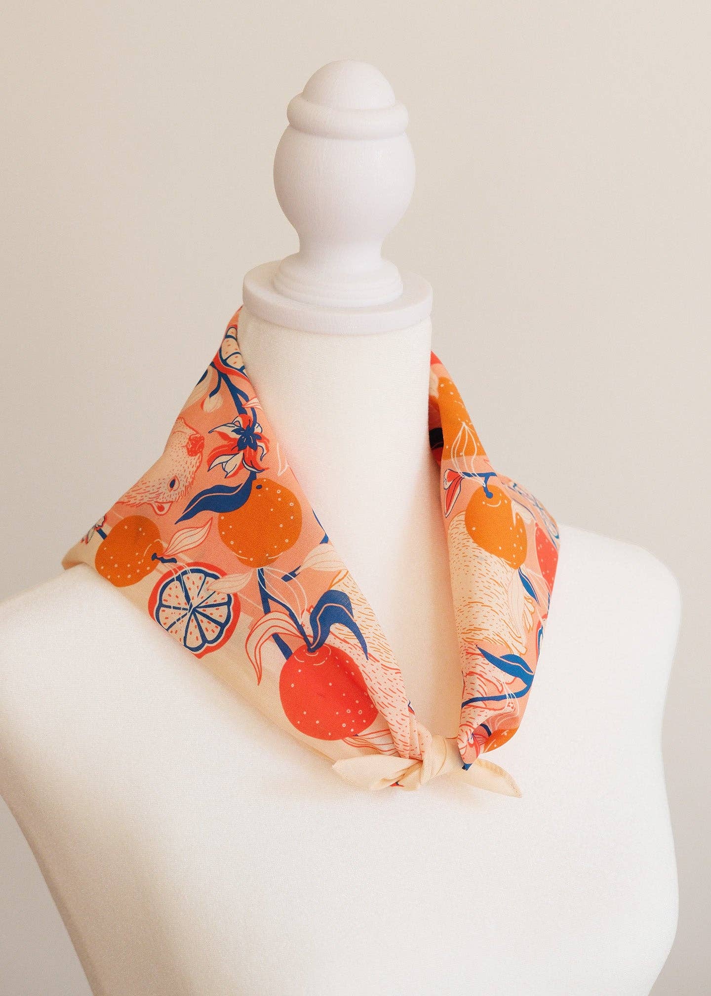 sol&mar art co. - Wholesale Bandana - Women's - Capybara Yuzu Art Bandana Scarf (Pink-Orange)4