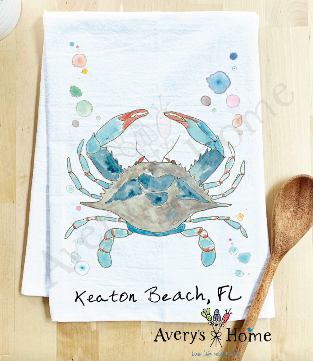 Avery's Home - Wholesale Tea Towel - Blue Crab Ocean Customizable Coastal Tea Towel47