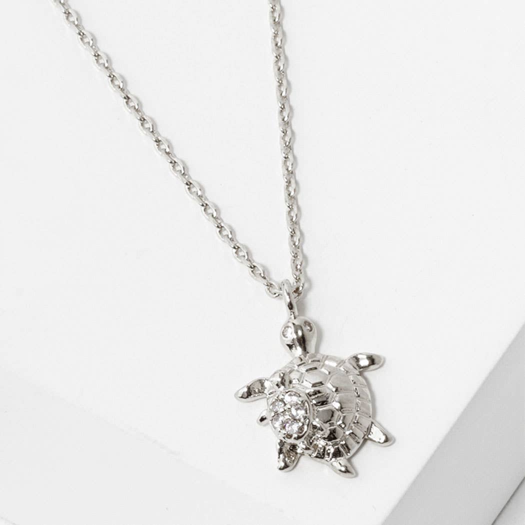 Fashion City - Venta al por mayor Collares con colgantes/abalorios - Collar de tortuga marina bañado en oro blanco de 18 quilates5