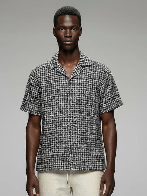 Camiseta Masculina de Manga Curta em Croché/Texturizada 4082 por atacado de Hawk's Bay