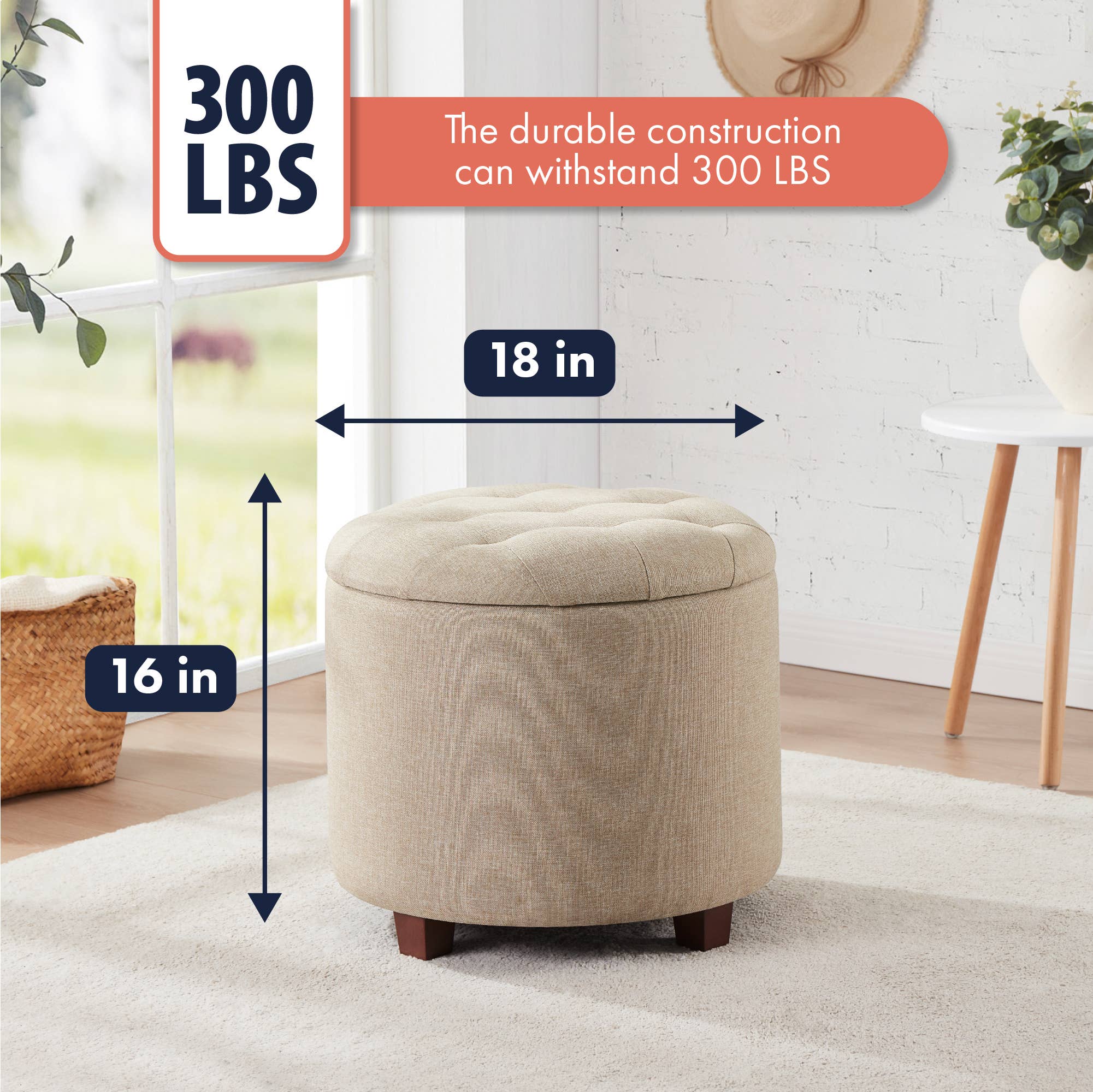 Ornavo Home - Vente Repose-pieds - Pouf coffre rond capitonné Donovan14