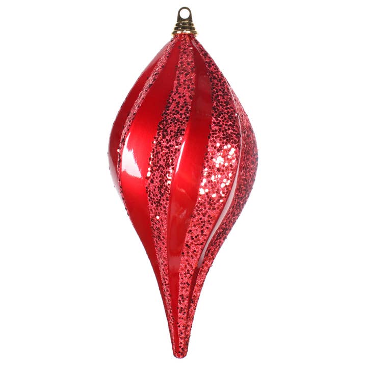 Vickerman 8'' Red Glitter Swirl Drop Christmas Ornament for wholesale by Vickerman