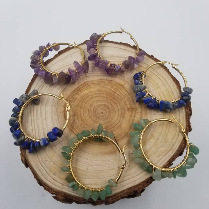 CHAKRA JEWELRY - Wholesale Hoop Earrings - Handmade Pacific Crystal Earrings2