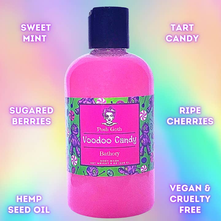 Posh Goth - Wholesale Bubble Bath - VOODOO CANDY Shimmering Bubble Bath & Body Wash | Tart Berry & Peppermint | Witchy Bath & Body | Goth Beauty0