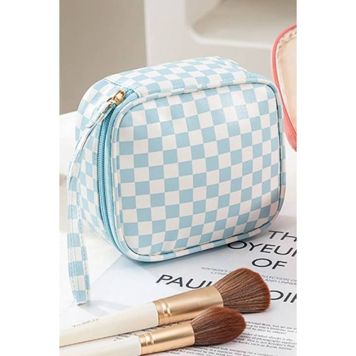42POPS - Wholesale Makeup/Cosmetic Bag - ",..SI-26551 Checkered Cosmetic Makeup Travel Case