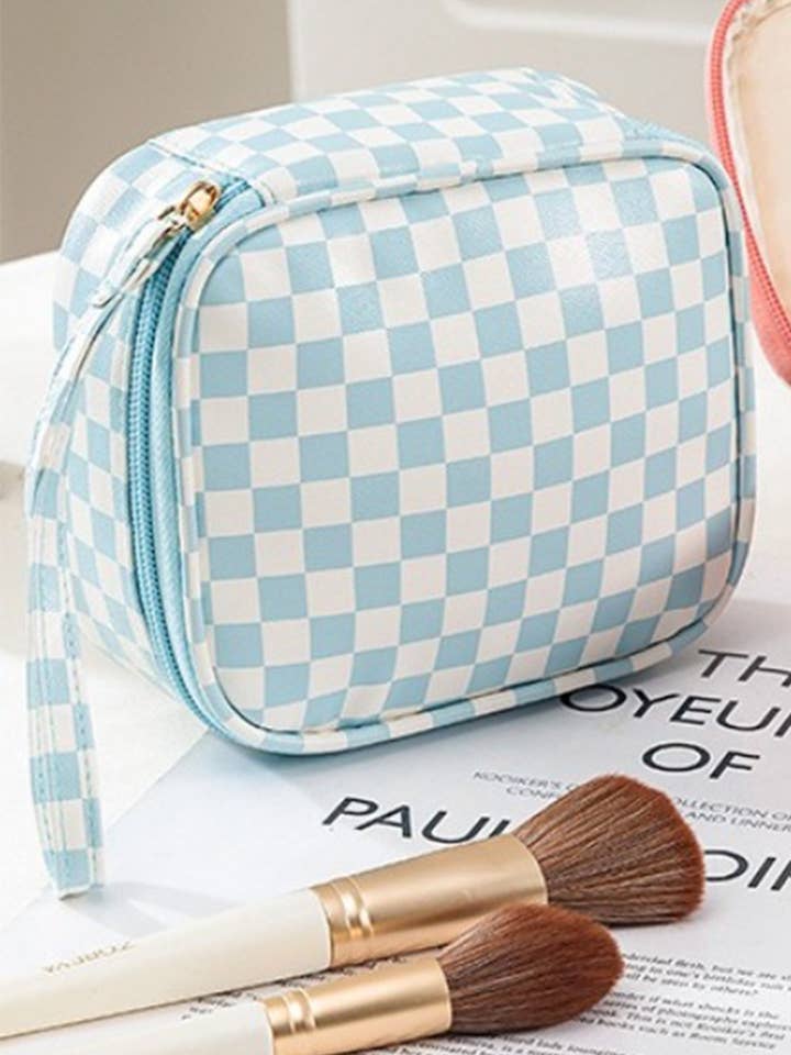 ",.....SI-26551 Trousse de maquillage à carreaux pour voyage pour la vente par 42POPS